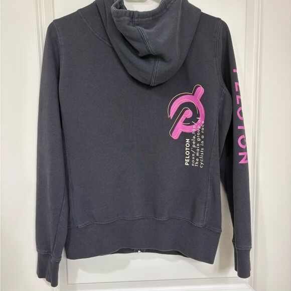 Peloton Black Zip-Up Hoodie with Pink Logo - size SM - Picture 3 of 5